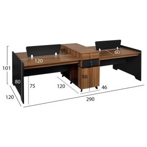 Office station for 4 people Supreme 290x120x101cm Hm2349