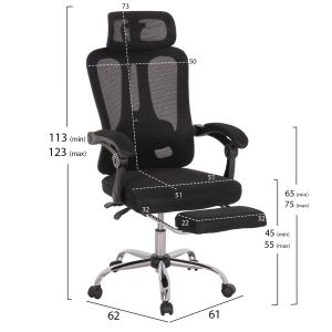 Office chair Barnet Hm18258.01 black mesh - black frame with nylon 61x62x123cm.