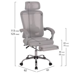 Office chair Barnet Hm18258.02 gray mesh - gray frame, nylon 61x62x123cm.