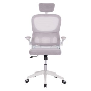 Office chair Baston HM18236.03 gray mesh fabric and white Pp frame 64x60x127cm.