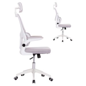 Office chair Baston HM18236.03 gray mesh fabric and white Pp frame 64x60x127cm.