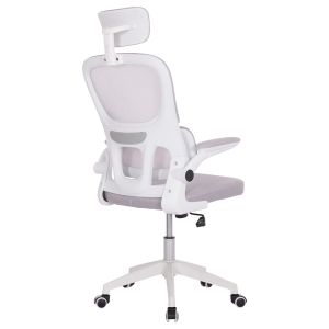 Office chair Baston HM18236.03 gray mesh fabric and white Pp frame 64x60x127cm.