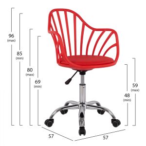 Office chair Becky, red color, 57x57x96cm Hm8457,04