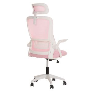 Office chair Blazer HM1205.04 pink mesh fabric - white armrests 60x58x110-130cm.