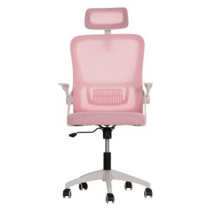 Office chair Blazer HM1205.04 pink mesh fabric - white armrests 60x58x110-130cm.
