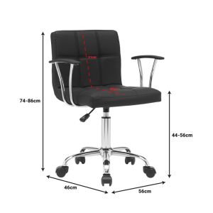 Офис стол Buleco Pu черен 56x46x74-86см