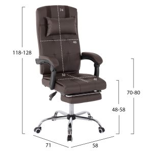 Executive office chair, brown with removable footrest Hm1057,19 58x71x128cm