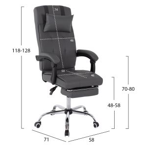 Executive office chair, gray with removable footrest Hm1057,20 58x71x128cm