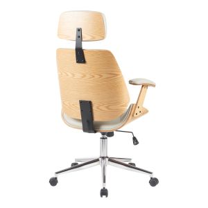 Office chair Fetseno beige, with polyurethane chrome base, 53x56x113.5-123.5 cm