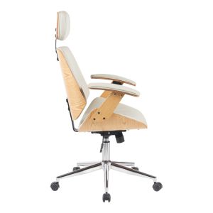 Office chair Fetseno beige, with polyurethane chrome base, 53x56x113.5-123.5 cm