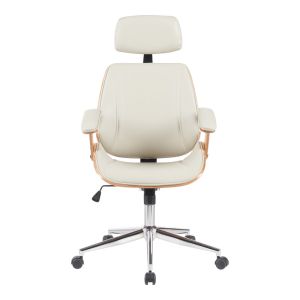 Office chair Fetseno beige, with polyurethane chrome base, 53x56x113.5-123.5 cm