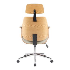 Office chair Fetseno beige, with polyurethane chrome base, 53x56x113.5-123.5 cm