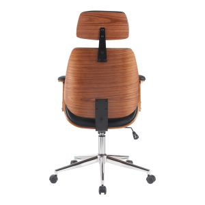Office chair Fetseno, black, with polyurethane and chrome base, 53x56x113.5-123.5 cm