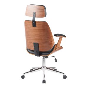 Office chair Fetseno, black, with polyurethane and chrome base, 53x56x113.5-123.5 cm