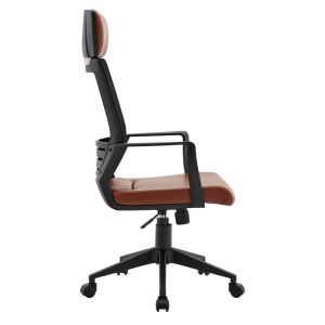 Office chair Fl19 brown faux leather 60x62x128cm