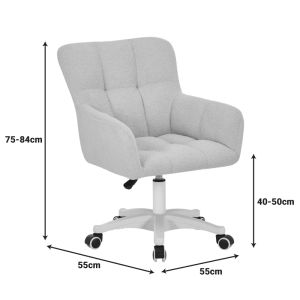 Givole office chair in olive green bouclé fabric 55x55x75-84cm
