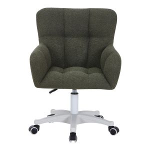 Givole office chair in olive green bouclé fabric 55x55x75-84cm