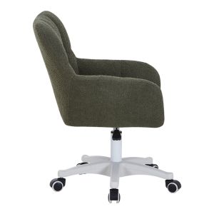 Givole office chair in olive green bouclé fabric 55x55x75-84cm