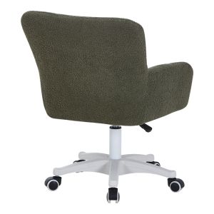 Givole office chair in olive green bouclé fabric 55x55x75-84cm