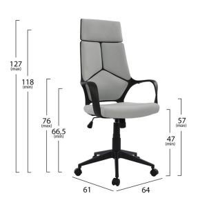 Офис стол Hm1073,21 сив с черна рамка 64x61x127cm