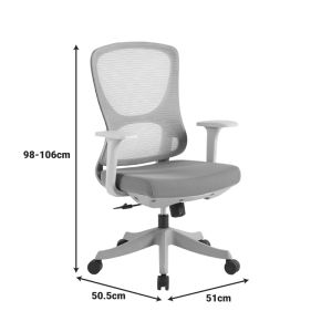 Office chair Litulo, mesh fabric, gray shade, 51x50.5x98/106cm