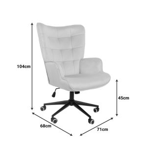 Office chair Lobima, cream velvet, swivel, 71x68x104 cm