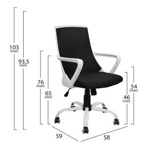 Офис стол Malfoi Hm1053,01 черен с мрежа и метална основа 58x59x103cm