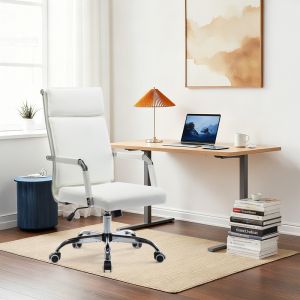 Mavel Pu office chair in white, 55x62x100-110 cm