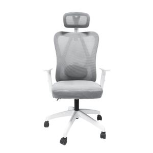 Офис стол Mexer сива мрежа-бяла метална Основаxнайлонова рамка 60x49x130hcm HM1195