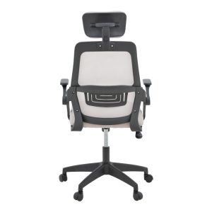 Office chair Peja, fabric, mesh, gray-beige, with black frame, 58x60x107-117 cm