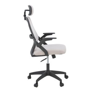 Office chair Peja, fabric, mesh, gray-beige, with black frame, 58x60x107-117 cm