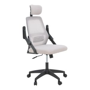 Office chair Peja, fabric, mesh, gray-beige, with black frame, 58x60x107-117 cm