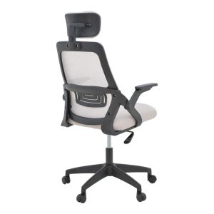 Office chair Peja, fabric, mesh, gray-beige, with black frame, 58x60x107-117 cm