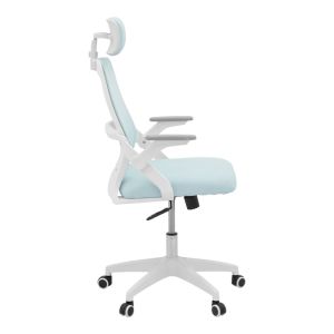 Office chair Peja, fabric, mesh, light blue, white frame, 58x60x107-117 cm