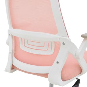 Office chair Reji, fabric, mesh, pink, white frame, 58x60x89-99 cm