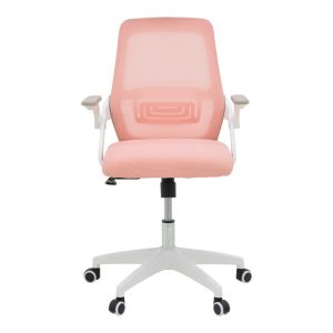 Office chair Reji, fabric, mesh, pink, white frame, 58x60x89-99 cm