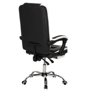 Office chair Seena, black and white Pu, foldable footrest 62x65x115cm Hm1190,02
