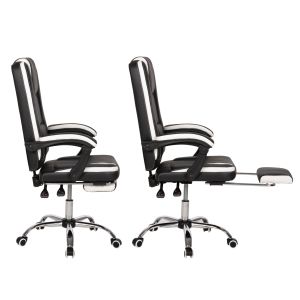 Office chair Seena, black and white Pu, foldable footrest 62x65x115cm Hm1190,02