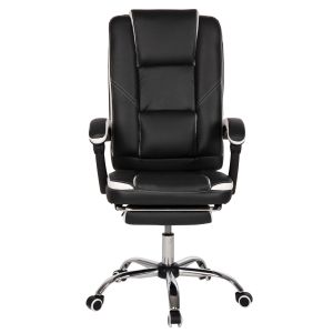 Office chair Seena, black and white Pu, foldable footrest 62x65x115cm Hm1190,02