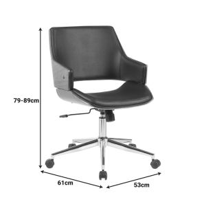 Office chair Setulo black, Pu-chrome base, 53x61x79-89 cm