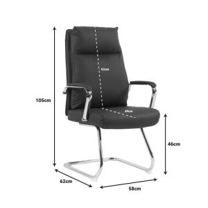 Office chair Siquel I Pu in black color 58x62x105cm