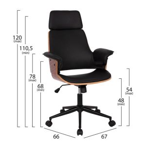Office chair Superior Pro, walnut color-black 67x66x120cm Hm1110,01