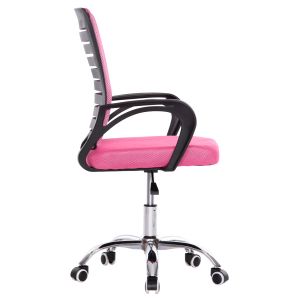 Офис стол Trail Hm1192.35 розова мрежа-хромиран метален крак 62x51x98hcm.