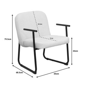 Vindor office chair, cream fabric, with black metal leg 65x68.5x79.5cm