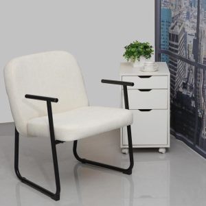 Vindor office chair, cream fabric, with black metal leg 65x68.5x79.5cm