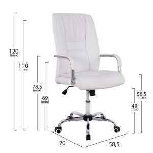 Office chair white 58.5x70x120cm HM1106.02