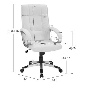 Office chair white 63x66x116cm Hm1092,02