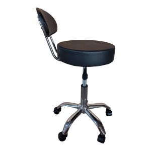 Офис стол на колелца с облегалка Tebere Pu в черен цвят 35x35x65-77см