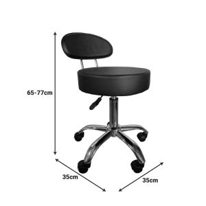 Офис стол на колелца с облегалка Tebere Pu в черен цвят 35x35x65-77см