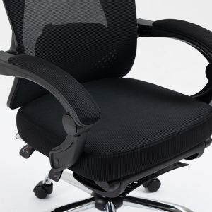 Офис стол с поставка за крака Titan Premium Quality текстил-мрежа черен